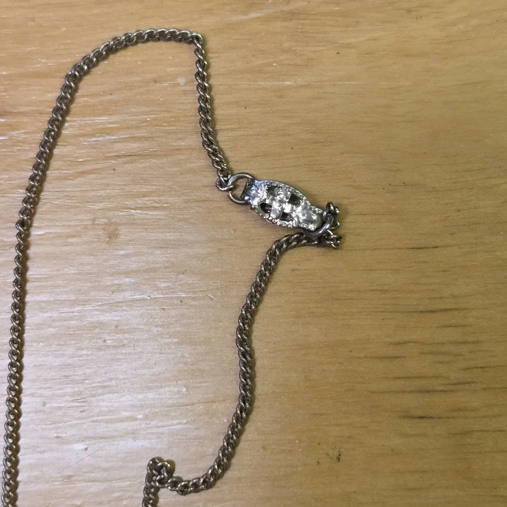 Vintage gold tone faux pearl heart necklace